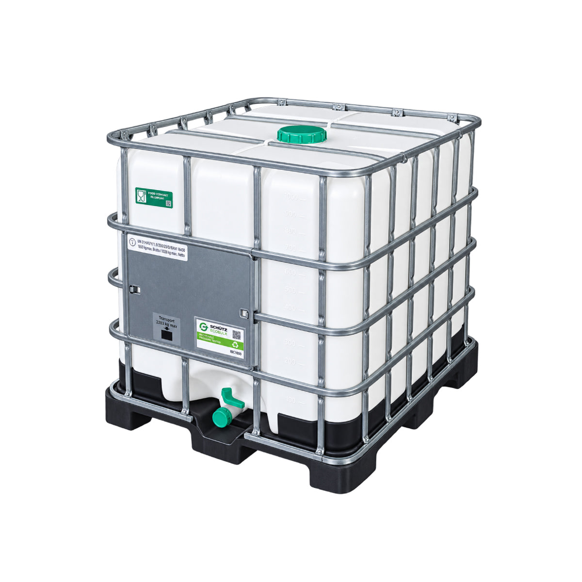 IBC Container 1000 L Wassertank Reinweiß, UV-geschützt, 1. Wahl, 2-fach gereinigt, rekonditioniert